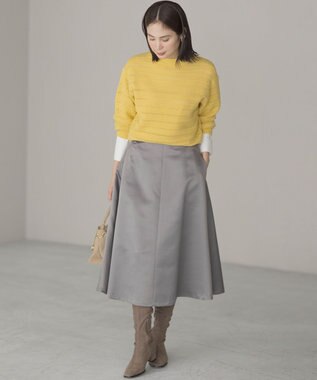 組曲 【WEB限定カラーあり】透かし編みバルキーボーダー柄ニット 【WEB限定】イエロー系9