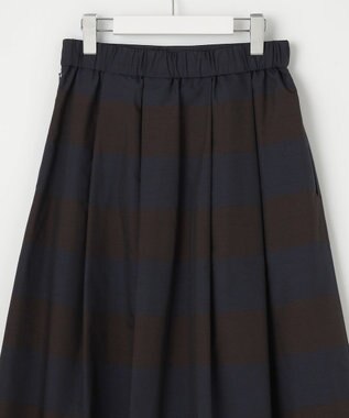 自由区 L 【カタログ掲載・洗える】スラブシャンタン スカート ネイビー×ブラウン