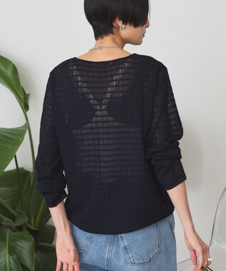 AMERICAN HOLIC シアーチェックカーディガン Dark Navy