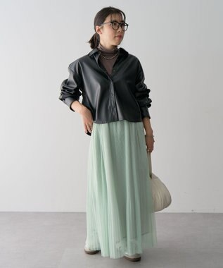 Green Parks ラメチュールプリーツスカート Mint