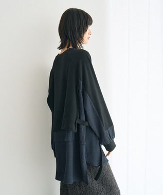 YECCA VECCA 素材MIXレイヤード起毛プルオーバー Black