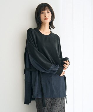 YECCA VECCA 素材MIXレイヤード起毛プルオーバー Black