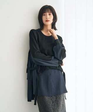 YECCA VECCA 素材MIXレイヤード起毛プルオーバー Black