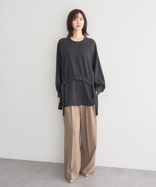 YECCA VECCA 素材MIXレイヤード起毛プルオーバー Charcoal Gray