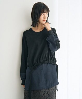 YECCA VECCA 素材MIXレイヤード起毛プルオーバー Black