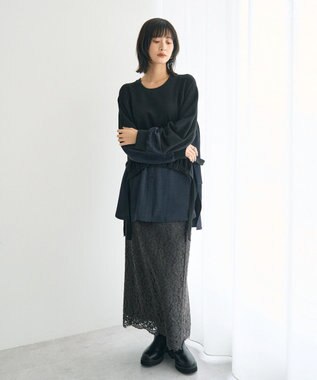 YECCA VECCA 素材MIXレイヤード起毛プルオーバー Black