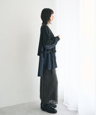 YECCA VECCA 素材MIXレイヤード起毛プルオーバー Black