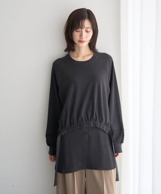 YECCA VECCA 素材MIXレイヤード起毛プルオーバー Charcoal Gray