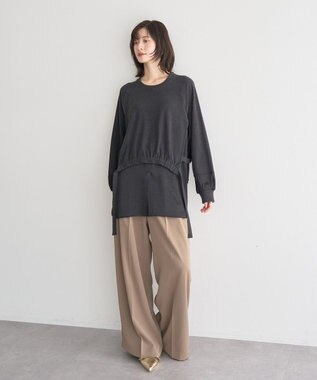 YECCA VECCA 素材MIXレイヤード起毛プルオーバー Charcoal Gray