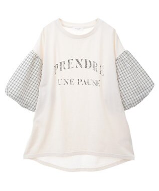 Green Parks チェックバルーンスリーブロゴチュニック Black