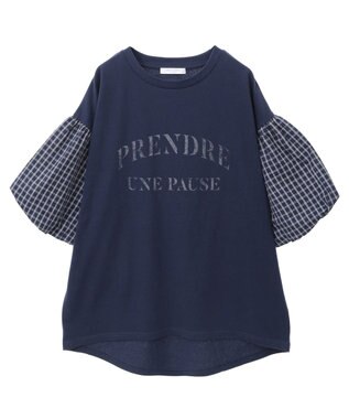 Green Parks チェックバルーンスリーブロゴチュニック Black