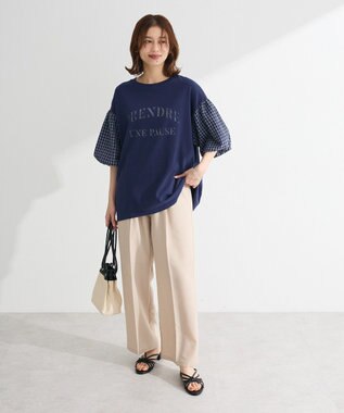 Green Parks チェックバルーンスリーブロゴチュニック Black