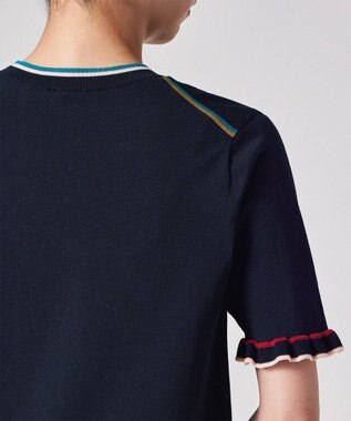 Paul Smith 【洗える】フレアスリーブ 半袖ニット ネイビー