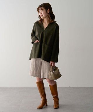 Green Parks 圧縮ポンチキーネックプルオーバー Dark Green