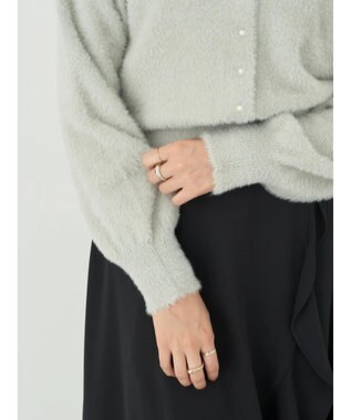 earth music&ecology ミニシャギーパールボタンカーディガン Light Gray