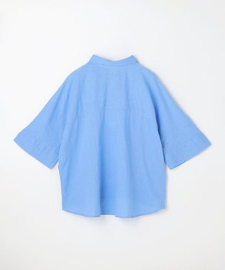 ANY ヨーロピアンリネンハーフスリーブシャツ ブルー