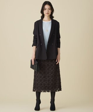 自由区 テープエンブロイダリー スカート ブラウン