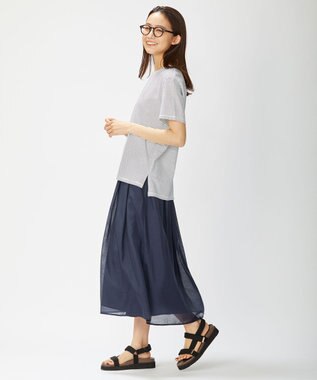 J.PRESS LADIES 【洗える】ブライトスパンボイルAタック スカート ネイビー系