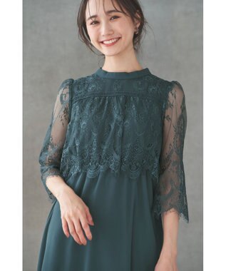 ANY SIS 【洗える】レーシーケープ ドレス ディープグリーン