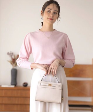 組曲 L 【アンサンブル対応可】ピュアカシミヤクロップド丈ニット ピンク系