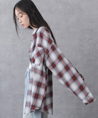 WEGO チェックBIGシャツ レッド