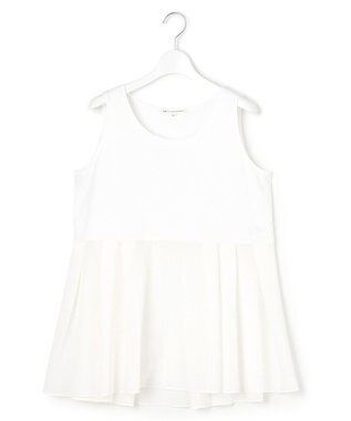 23区 【洗える】ナチュラルコットンベア タフタコンビ タンクトップ ホワイト系