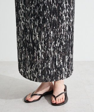 Green Parks 柄プリーツスカート Black