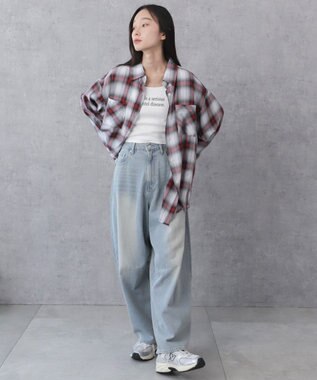 WEGO チェックBIGシャツ レッド