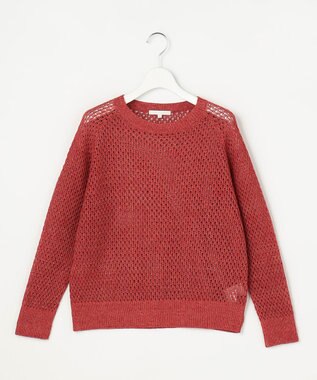 自由区 S 【SHIHOさん着用】リネンミドルゲージメッシュ ニット ピンク