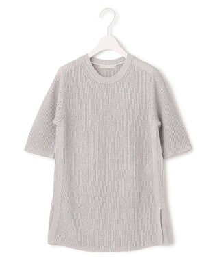 ICB 【WEB限定カラーあり・洗える】 ペーパーブレンドシャインニット 5分袖プルオーバー トープ系