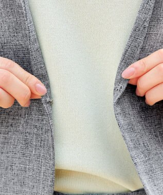 Tiaclasse 【洗える】  麻調半袖ジャケット グレージュ