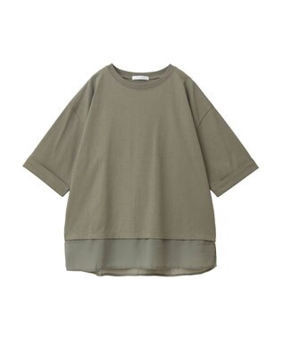 Green Parks ５分袖裾シアードッキングチュニック Khaki