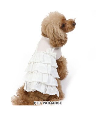 PET PARADISE 犬の服 犬 冬服 ワンピース 【小型犬】 重ね着風 ピンク ホワイト 白~オフホワイト