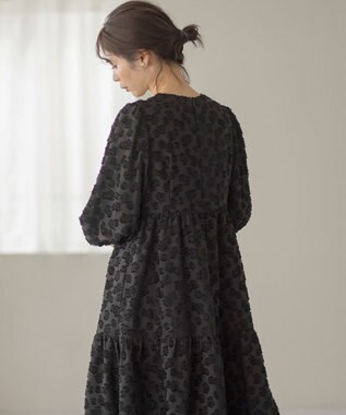 組曲 S カットジャカードティアードワンピース ブラック系