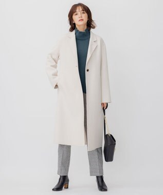 23区 ウールミルドストレッチチェック テーパードパンツ モノトーンチェック