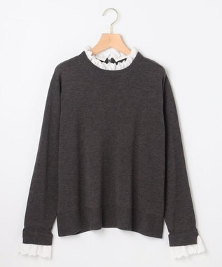 組曲 【WEB限定】レースフリルスタンド ニット グレー系