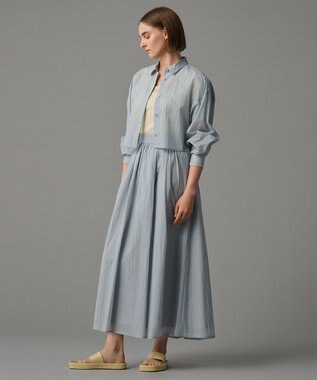 uncrave 【撥水・洗濯機洗い可】シアープルーフナイロン シャツブラウス（uncrave STANDARD） サックス