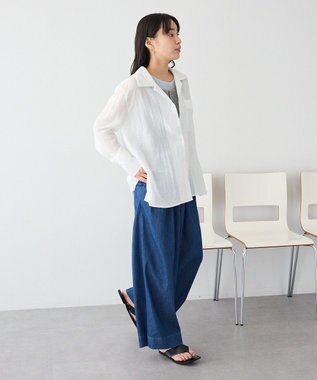 CRAFT STANDARD BOUTIQUE シアーオープンカラーシャツ White