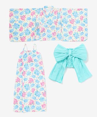 ANY KIDS 【簡単着付け】2WAY セパレート浴衣セット エクリュ×アジサイ