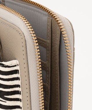 UNBILLION perche 牛革ハラコタイプ×ゴートモバイルウォレットショルダー ライトグレー