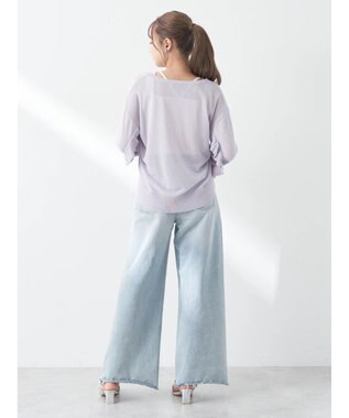 earth music&ecology 袖フリルシアーカーディガン Purple