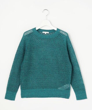 自由区 S 【SHIHOさん着用】リネンミドルゲージメッシュ ニット ターコイズ