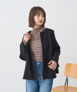 earth music&ecology 【イージーケア】【洗濯機洗い可】レンチング(TM)エコヴェロ(TM)(リブタートル) Border