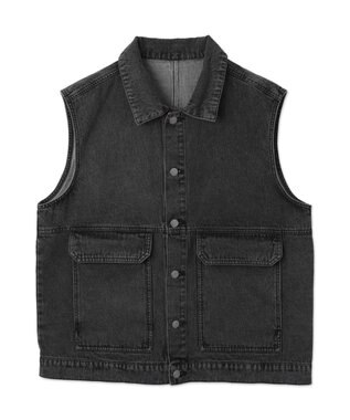 WEGO 【ユニセックス着用ITEM/MLサイズ展開】ワーカーズデニムベスト デニムブラックソノタ
