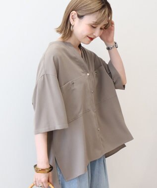 AMERICAN HOLIC 【WEB限定】ミリタリーWポケットスキッパーシャツ Gray Beige