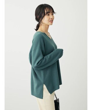 Green Parks 洗える　ミラノリブ編みニットプルオーバー Blue Green