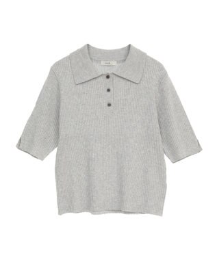 earth music&ecology 半袖ポロニットプルオーバー Light Gray