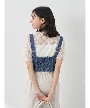 earth music&ecology タブ付デニムビスチェ Indigo