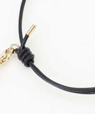 BEIGE， SILVER BERRY / レザーコンビブレスレット Black