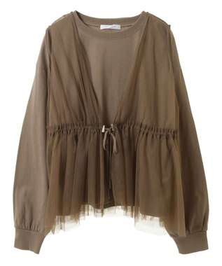 Green Parks ＳＥＴ２点　チュールベスト＋ロンＴＥＥ Gray Beige